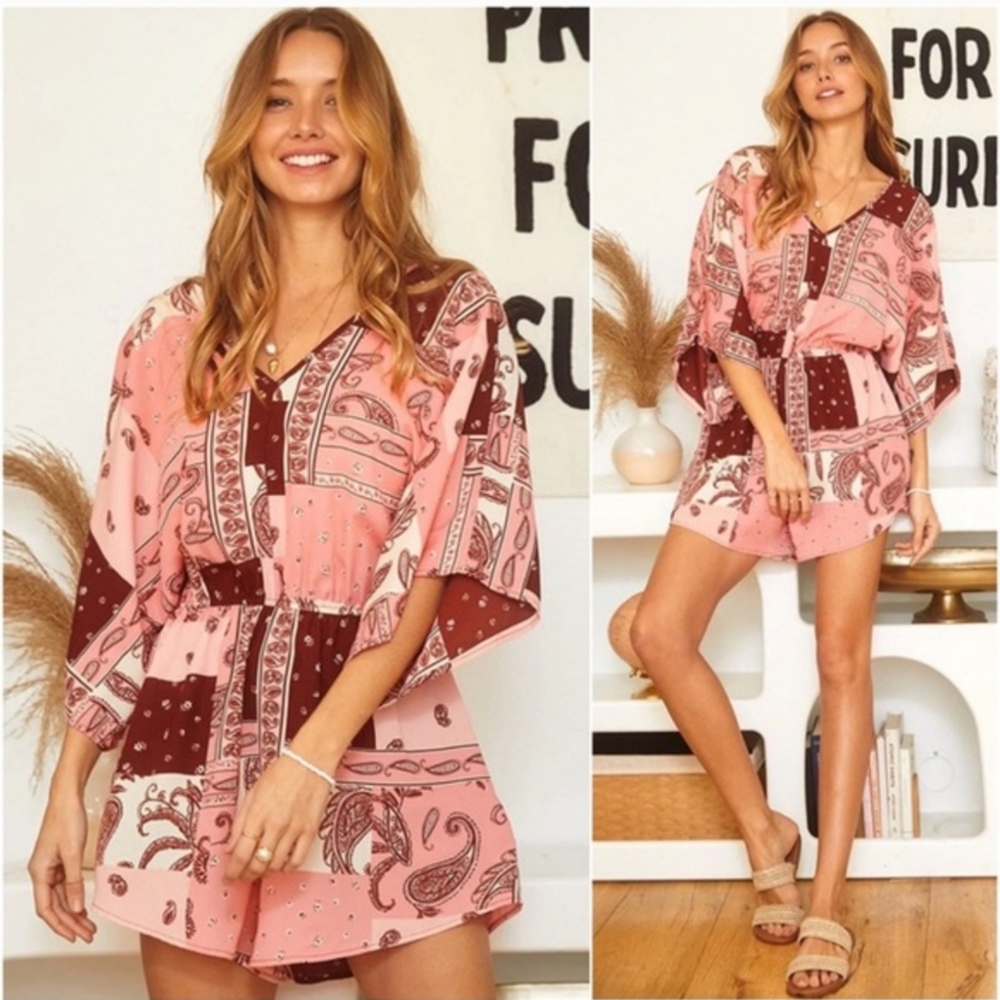 Paisley Patchwork Lightweight Romper USA MADE - M